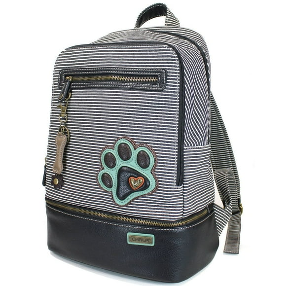 Chala Sac à Dos Style Rayé de Luxe avec Porte-Clés Amovible, Compartiment à Fermeture Éclair Amélioré (Rayure Noire_ Patte)