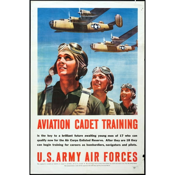 War Propaganda Art Poster Aviaton Cadet Training 27Inx40In for any room 27x40 Square Adults Best Posters