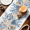thumbnail image 2 of Blue Coastal Starfish Cotton Linen Table Runner for Dining Kitchen, Beach Nautical Shell Eucalyptus Summer Wedding Outdoor Party Tablerunners, Dresser Scarf Coffee Tablecloth Runners 13x120 Inches, 2 of 9