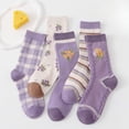thumbnail image 6 of Flower Socks Women 5 Pairs Cute Retro Preppy High Ankle Cotton Sock Stripe Plaid Bow Socks, 6 of 7
