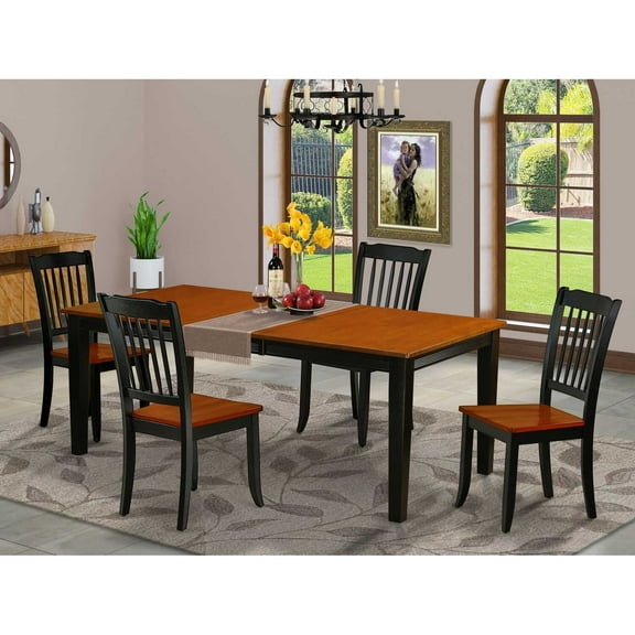 East West Furniture Dining Room Set Black & Cherry, QUDA5-BCH-W