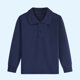 thumbnail image 4 of Ceisia Kids' Solid Color Long Sleeve Polo Shirt for Back-to-School & Casual Wear Navy 110 Gifts, 4 of 6