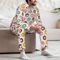 thumbnail image 7 of Honeii Colorful Donuts Pattern Mens Pajamas Set,2pcs Men's Lounge Long Sleeve Sleep Shirt and Pajama Bottoms Sleepwear Set,Mens Pjs Sets-XX-Large, 7 of 7