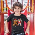 thumbnail image 3 of Tee Hunt Gingerbread Man and Santa Claus Dab Dance Youth T-Shirt Merry Christmas Kids, Black, X-Large, 3 of 5