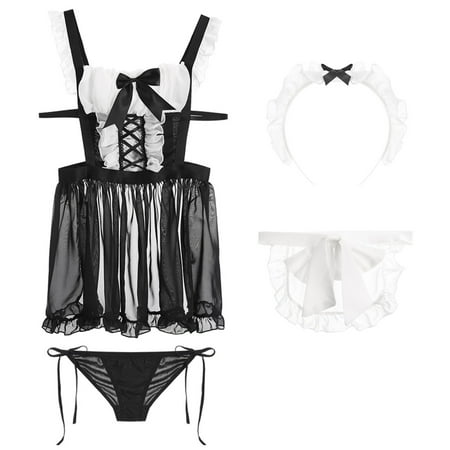 

NECHOLOGY Honeymoon Outfits for Women Servant Costumes Cute Lingerie Women Dress Cosplay plus Size Adult Women Lingerie Underwear Black One Size
