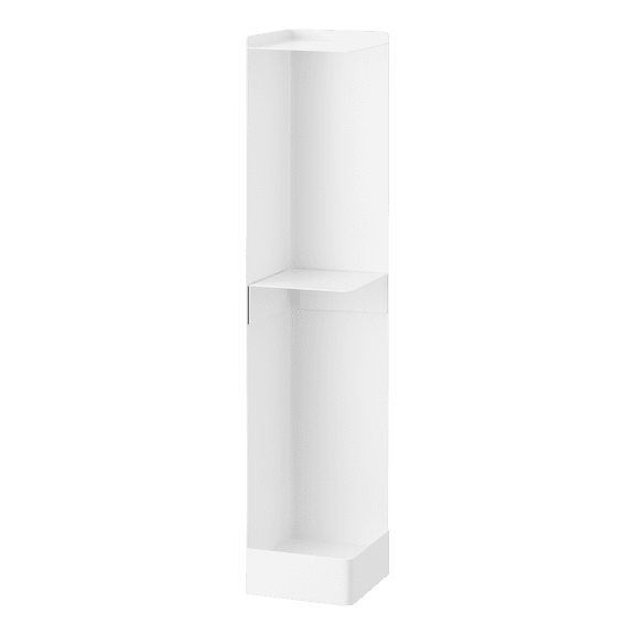 Yamazaki Home Rolling Bathroom Organizer, White, Steel, Wheels, Adjustable Tiers, Minimal Assembly