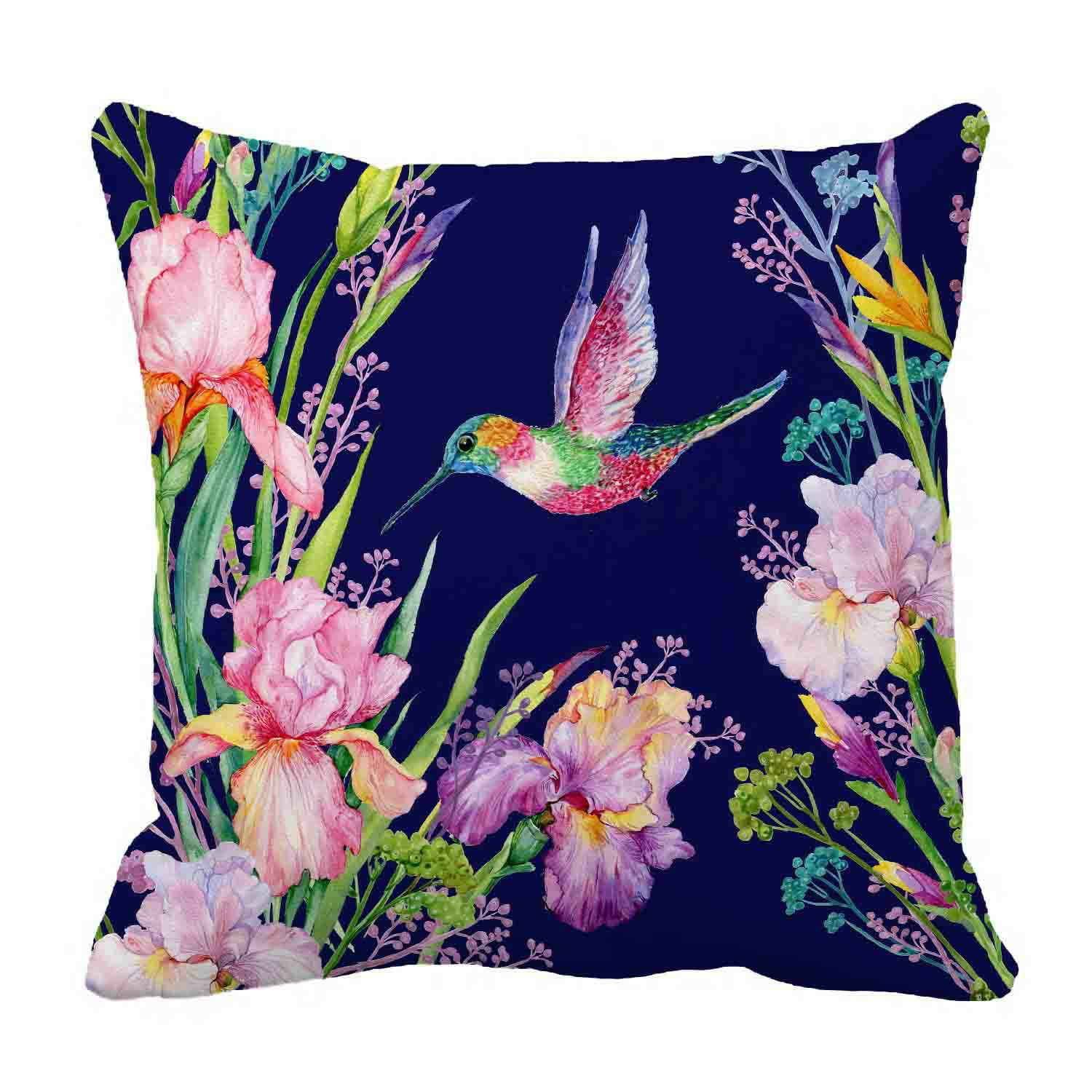 ECZJNT irises flowers small Hummingbird Pillow Case Cover Set 18x18