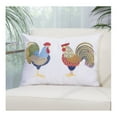 Nourison Indoor/Outdoor 2 Roosters Pillow, White, 14" x 20"