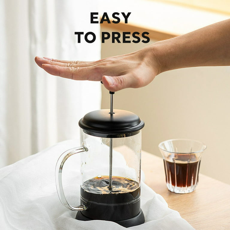 QUQIYSO French Press Coffee Maker 304 Stainless Steel French Press with 4  Filter, Heat Resistant Durable, Easy to Clean, Borosilicate Glass Coffee