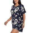 thumbnail image 2 of Fuzoiu Cartoon Spaceship Print Women's Short-Sleeved Pajama Set,Lounge Sleepwear Set,Womens Pajama Sets 2 Piece,Button-Up Top and Shorts with Pockets-X-Large, 2 of 7