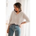 thumbnail image 4 of Pull à Capuche pour Femmes, Décontracté, Boutonné, Col en V, Manches Longues, Tricoté, Henley, 4 of 7