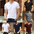 thumbnail image 5 of Fule Japan Short Sleeve Men\'s Ice Silk Trackless T-shirt V-neck Slim Short Sleeve, 5 of 7