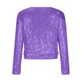 thumbnail image 5 of Elainilye Fashion Womens Jackets Open Front Sequin Jacket Long Sleeve Short Blazer Casual Plus Size Coat Tops,Purple, 5 of 7