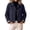 Navy, variant on MexChoioe Womens Point Collar Cropped Outer Jacket Button Front Long Sleeve Plaid Lining Cuff Casual Outerwear Daily Wear for Womens