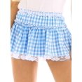 thumbnail image 3 of Blue Y2K Gingham Mini Skirt With Lace Trim And Ruffle Waist A-Line Pleated Skirt, 3 of 8