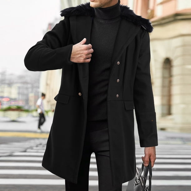 JHLZHS Spring Jacket Men Men Winter Coat Lapel Collar Long Sleeve