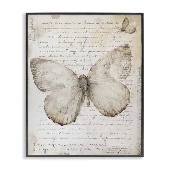 Stupell Industries Cottage Butterfly & Vintage Cursive Black Framed Giclee Art, 11 x 14, by Riley B
