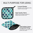 thumbnail image 3 of Yayeee Oven Mitts and Pot Holder Set of 2 Heat Resistant Kitchen Gloves Baking Hot Pad, Blue Geometric Pattern, 3 of 5
