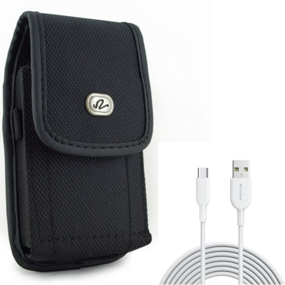 For Galaxy A54 /A53 /A33 - 6ft USB-C Cable w Case Belt Clip, Type-C Fast Charger Cord, Rugged Holster Canvas for Samsung Galaxy A54 /A53 /A33 5G