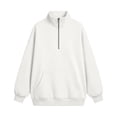 thumbnail image 3 of vdgthytj Sweatshirts for Women Long Sleeve Lapel Collar Quarter Zip Oversized Drop Shoulder Fashion Fall Athleisure Pullover Tops with Pocket(X-Large,White), 3 of 7