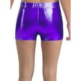 thumbnail image 2 of Haitryli Kids Girls Metallic Jazz Dance Tumbling Gymnastics Athletic Shorts Boys Shiny Elastic Waist Boxer Shorts Blue 14-15, 2 of 3