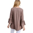 thumbnail image 2 of YELETE Women's 3/4 Bell Sleeve Top / Earth M, 2 of 4