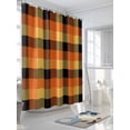 thumbnail image 3 of Fall Shower Curtain Orange Lattice Shower Curtains for Bathroom Thanksgiving Decor, Waterproof Polyester Shower Curtain Set with Hooks, Extra Long 72" x 96" Autumn Buffalo Check Plaid, 3 of 6