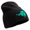 thumbnail image 4 of St.Patrick Day Clovers Logo Embroidered 8 inch Acrylic Short Beanie - Black OSFM, 4 of 5