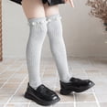 thumbnail image 6 of fnnxnal Girls School Uniform Knee High Socks Cotton Ribbed Pearl Decorated Stretchy Gray 3-13 Years,Size 3-8T, 6 of 6