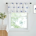 thumbnail image 3 of Country Valance for Kitchen Window, Vine Flower Embroidered Blue Valance Curtains, Light Filtering Short Drapes for Bathroom, Rod Pocket, 52 x 18, 1 Piece, 3 of 6