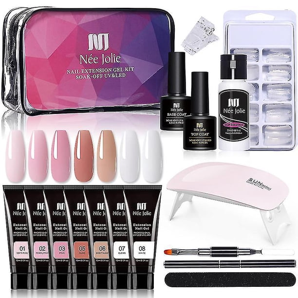 Poly Uv Gel Kit Todo para manicura Juego de extensión de uñas Solución de deslizamiento Constructor Acrílico Polaco Arte Herramienta Diseño Puntas de los dedos