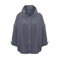 thumbnail image 4 of DondPO Womens tops Womens Button Down Shirts for Women Long Sleeve Dress Shirt Collared Blouse tops Tunics Shirts for Women Linen Shirts for Women Gray 4XL, 4 of 4