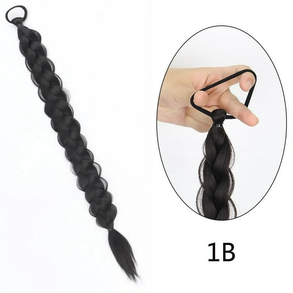 Nvzi Braid Wigs (Hair Loop Style) Ponytail Extension - 2 Pcs , Jet-Black, 60.96CM/24in Length, Heat-Resistant Synthetic Hair, Realistic Texture for Women’s Daily Hairstyling,