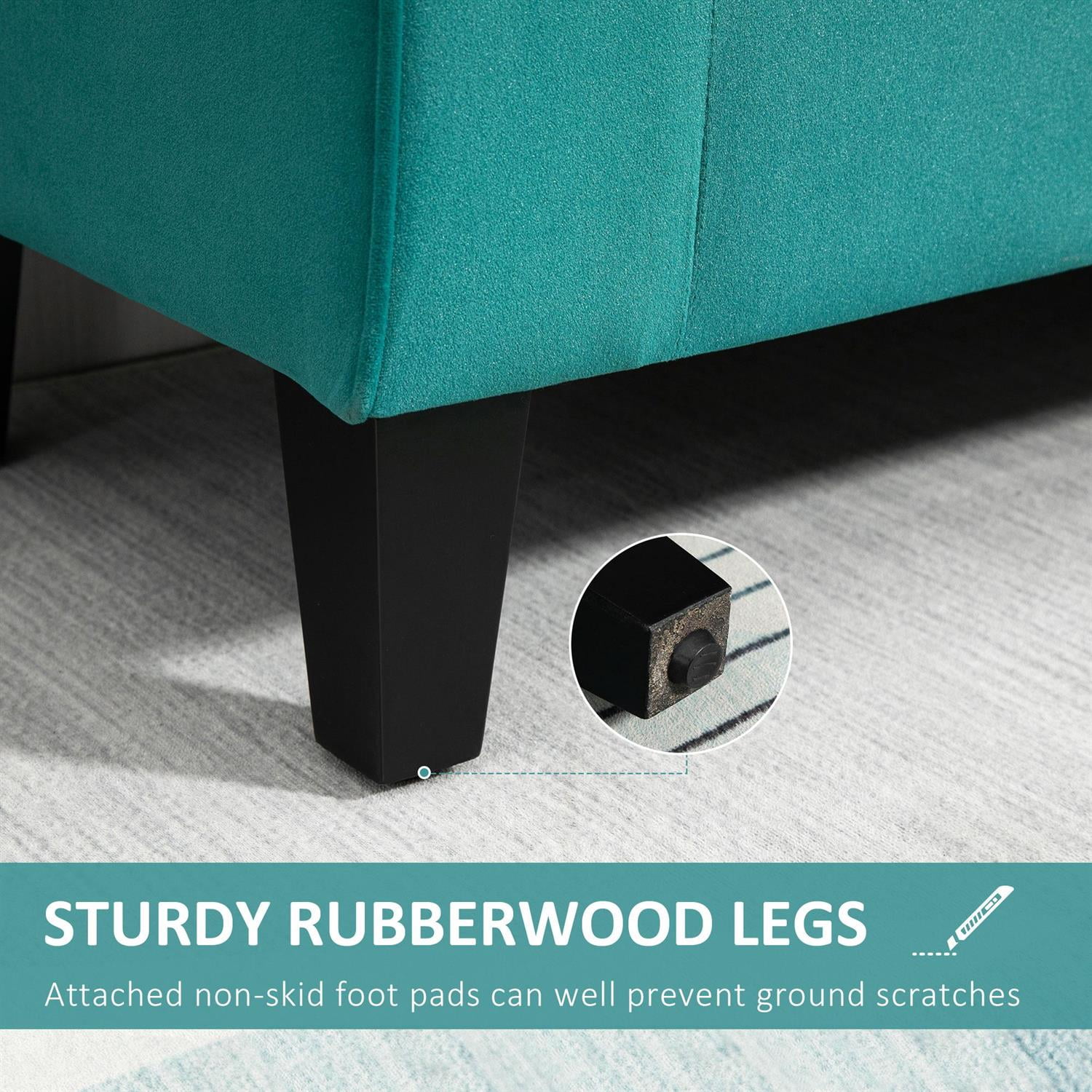 Demi Bonn 53" Tufted Storage Ottoman Bench with Upholstery and Rolled Armrests for Living Room and Hallway Spaces, Comfy Seating with Hidden Storage, Green