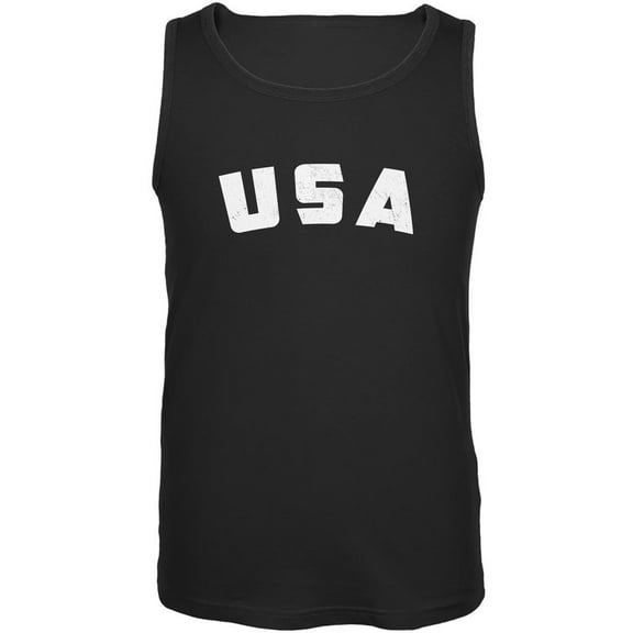 4th Of July Distressed USA Black Adult Tank Top - X-Large