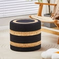 thumbnail image 3 of Tcbosik Pouf Ottoman, Hand Woven Natural Seagrass Footstool, 18 inch Boho Round Footrest for Living Room, Bedroom, Porch, Black & Natural, 3 of 6