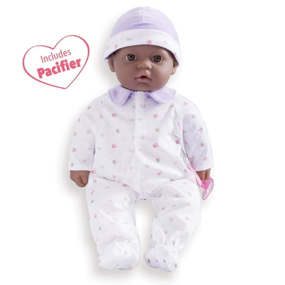 JC Toys La Baby 16-Inch African American Soft Baby Doll with Accessories, Purple Outfit