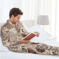 thumbnail image 6 of Yiaed Abstract Coffee Pattern With Letters Print Men’s Pajamas Set - Long Sleeve Button Down Sleep Shirt and Pajama Bottoms Sleepwear Set Mens Pjs Sets Men's Pajama Bottoms-X-Large, 6 of 7