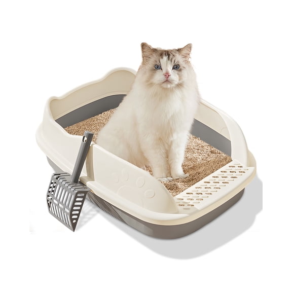 Cats Litter Box, Height Litter Box for Small and Large Animals, Easy Entry, Easy to Clean, Non Stick Smooth Surface