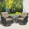thumbnail image 5 of SHGJ&SOFT 3 Piece Patio Furniture Set, 2 Outdoor Swivel Rocking Chairs with Side Table, Thick Cushions Wicker Glider Chairs, All-Weather Gray Rattan Bistro Set for Porch, Deck, Pool (Brown), 5 of 12