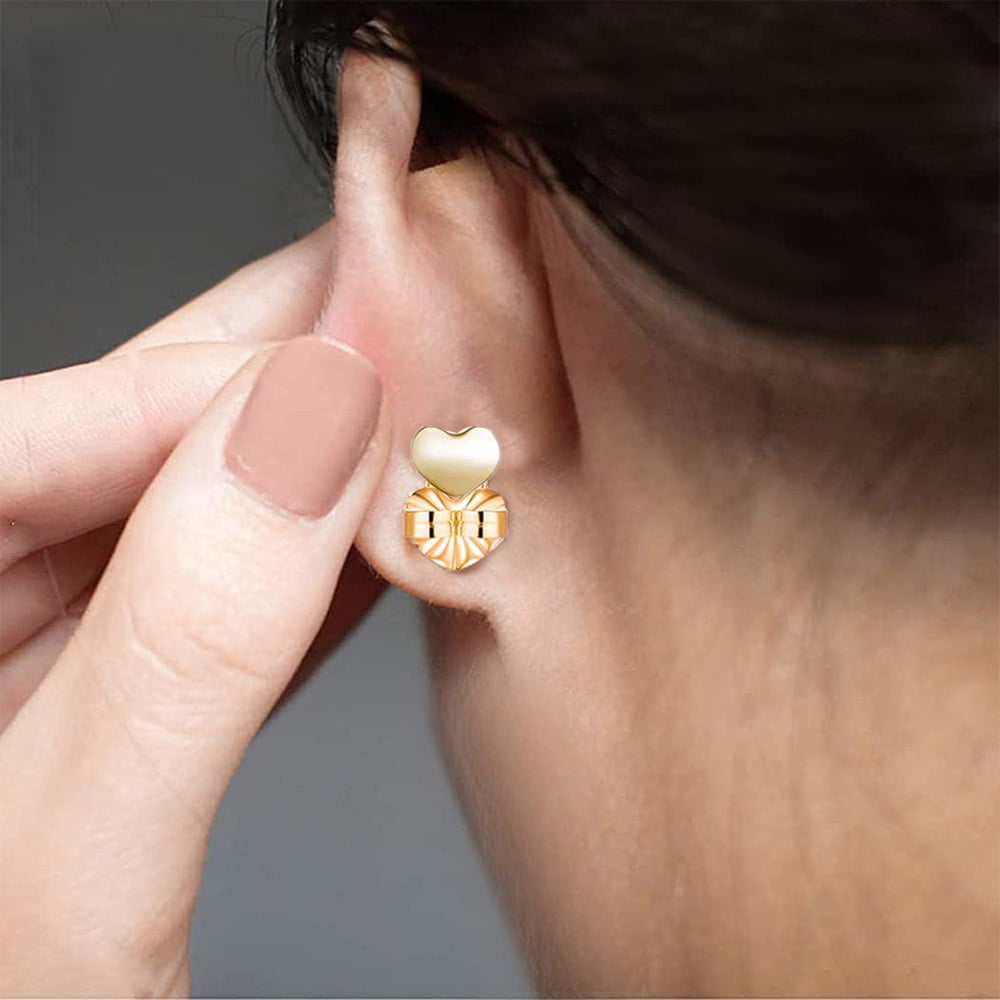 3 Pairs Earring Lifters,Hypoallergenic Earring Backs For Droopy Ears,Adjustable  Crown Earring Backs For Heavy Earring 