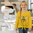 thumbnail image 6 of Xixirimido Bee Honeycomb Yellow Pattern Girls Casual Long Sleeve Shirts Knot Tie-hem Tunic Tops Crewneck Tees Blouses Girls Fashion Clothes, Size 7-8, 6 of 7