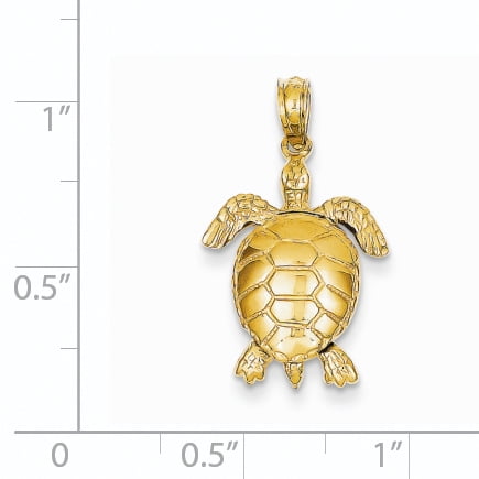 14K Yellow Gold Solid Polished 3-Dimensional Moveable Turtle