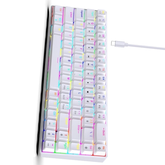 Mechanical Gaming Keyboard With Removable Keycaps 68Key 1.75m Detachable Cable Color Backlights Mode