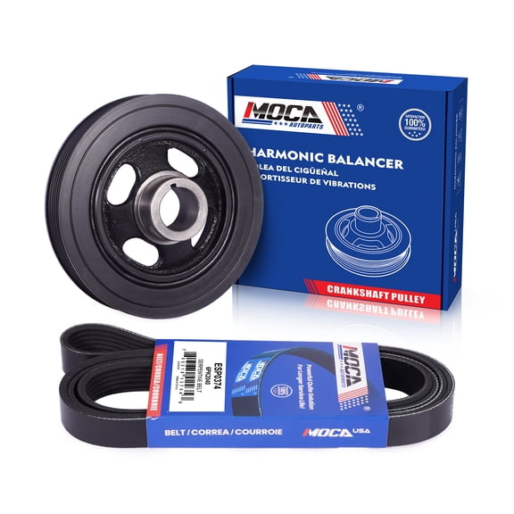 MOCA AUTOPARTS Harmonic Balancer with Serpentine Belt Fit for 2007-2010 Dodge Caliber 2.0L & 2007-2017 Jeep Patriot 2.4L