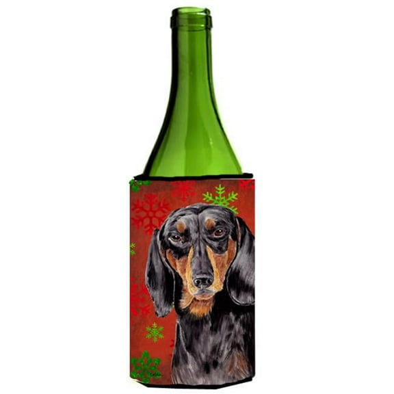 Dachshund Snowflakes Holiday Christmas Wine bottle sleeve Hugger