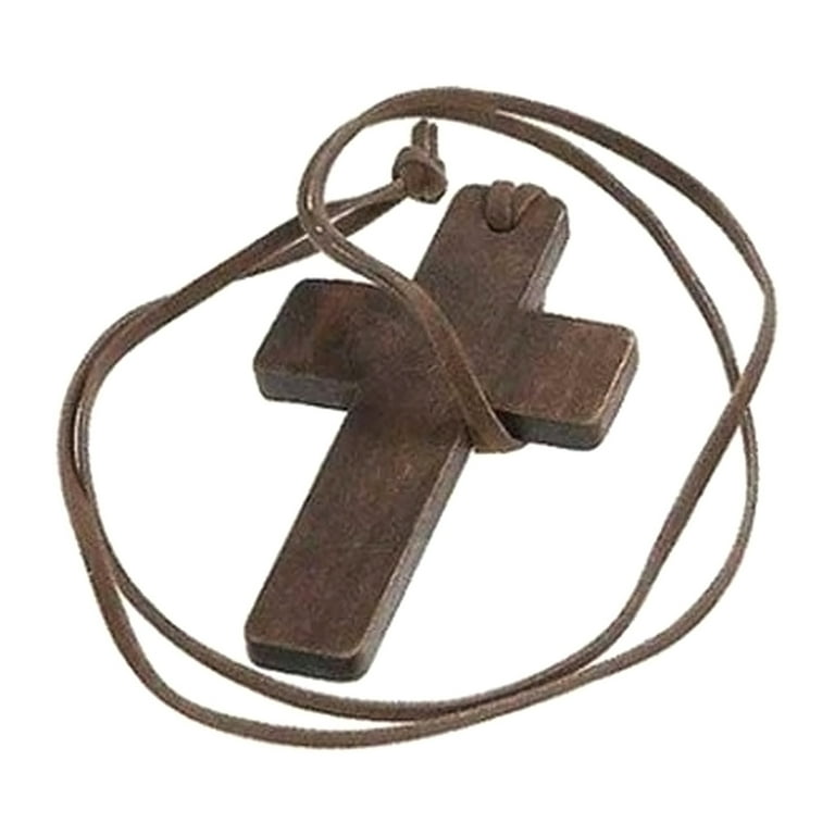 Necklace 1462A 77 Pomina Wooden Cross string necklace brown