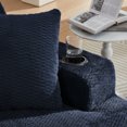 thumbnail image 6 of 66" Chaise Lounge Chair Indoor, Oversized Sleeper Sofa Bed with Cup Holders and Side Pockets, Faux Fur Boneless Couch Reading Chairs, Dark Blue, 6 of 8