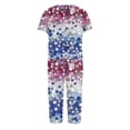 thumbnail image 5 of US 250 Years Anniversary Pajamas for Women Set Red Blue and White Stars Print Nightwear Set Short Sleeve Shirts and Capri Pant Pjs Set 4th of July 2 Piece Outfits, 5 of 6
