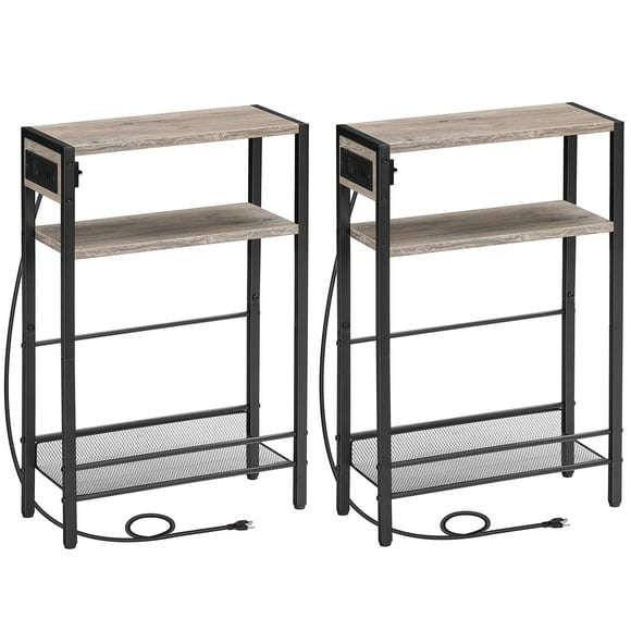 Mesa auxiliar HOOBRO Small Narrow con estación de carga, juego de 2